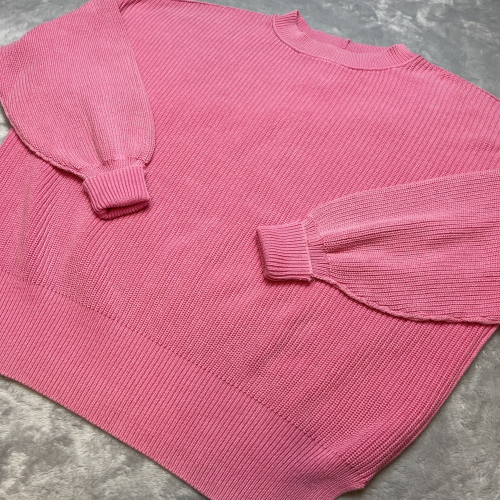 Aerie Womens Oversized Sweater Size XS Bubblegum Pink Ribbed Crew Neck Pullover